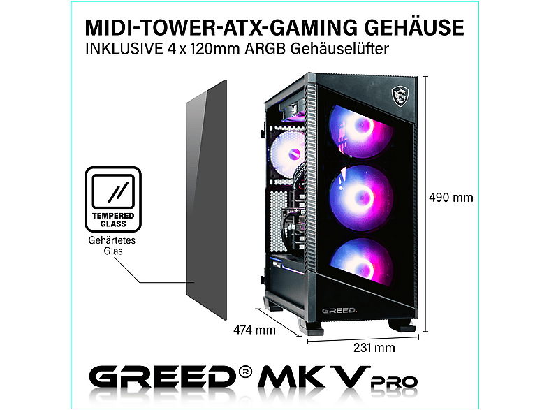 PC Gaming - Greed MK5 AMD Pro, AMD Ryzen 7 7800X3D, 32 GB RAM, 2 TB SSD, GeForce RTX™ 5080, Windows 11 Pro, Negro