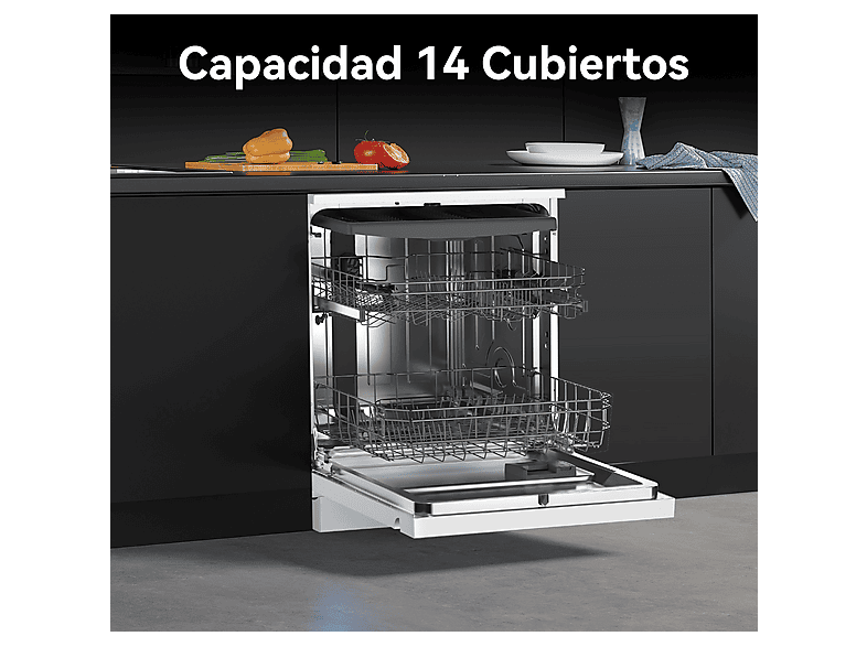 Lavavajillas libre instalación 60 cm - Vok EVD-14FCWAD, 8 programas, 60 cm, Blanco