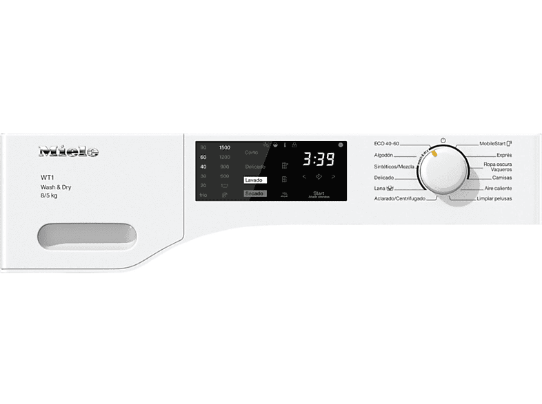 Lavadora secadora - Miele WTD 160 WCS, 8 kg/5 kg, 1600 rpm, Motor ProfiEco, AddLoad, Tambor protector, Blanco