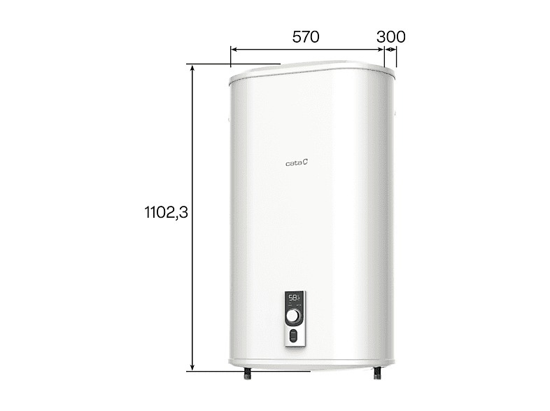 Termo eléctrico - Cata CTRS-100 E-SMART REV SLIM, 93 l, Blanco