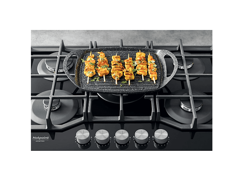 Placa de gas - Hotpoint 869991589940, 5 zone(s) zonas, Natural Gas (NG), 730 mm, Negro