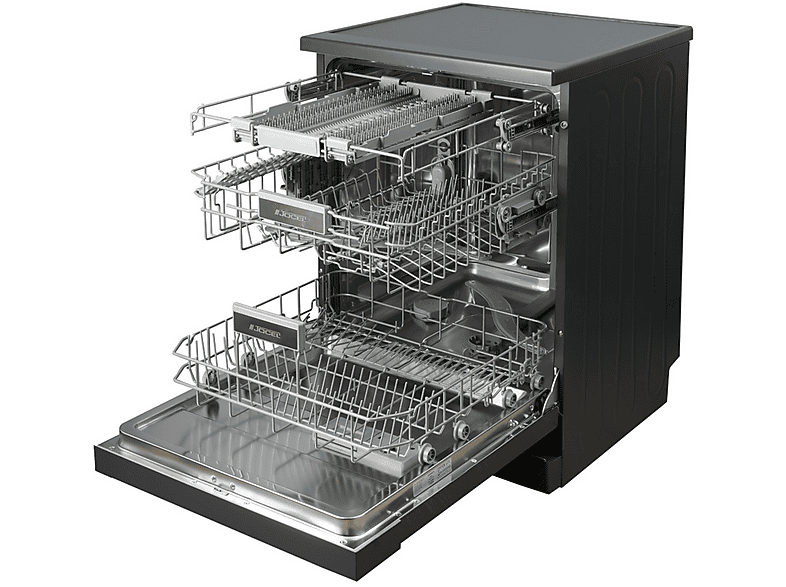 Lavavajillas libre instalación 60 cm - Jocel JLLI023018, 15 servicios, 6 programas, 60 cm, negro