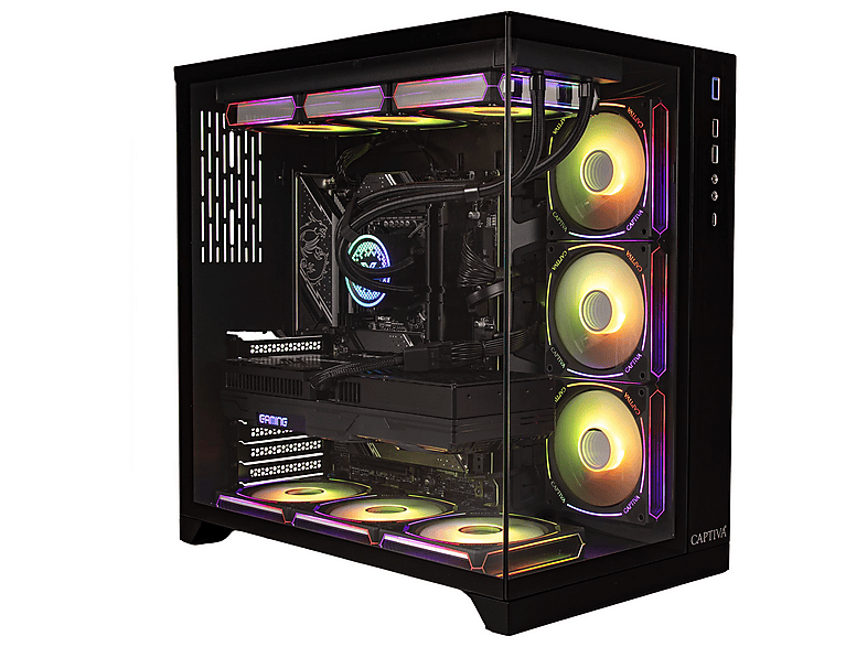 PC gaming - Captiva Highend Gaming R90-367, AMD Ryzen 9 9950X3D, 16 Núcleos, 64 GB RAM, 4 TB SSD, GeForce RTX™ 5080, Windows 11 Home, Negro
