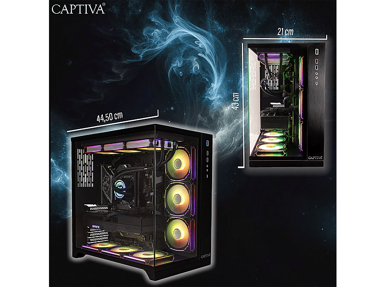 PC gaming - Captiva Highend Gaming R90-367, AMD Ryzen 9 9950X3D, 16 Núcleos, 64 GB RAM, 4 TB SSD, GeForce RTX™ 5080, Windows 11 Home, Negro