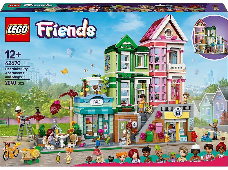 Juego de construcción - LEGO Friends Apartamentos y Tiendas: Juguetes con Mini Muñecos y Gatos para Niñas 42670, edad recomendada: 12 año(s), 1 piezas