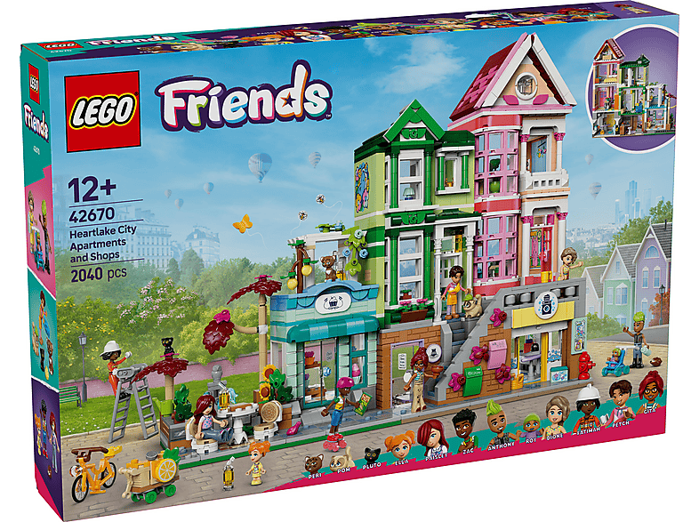 Juego de construcción - LEGO Friends Apartamentos y Tiendas: Juguetes con Mini Muñecos y Gatos para Niñas 42670, edad recomendada: 12 año(s), 1 piezas