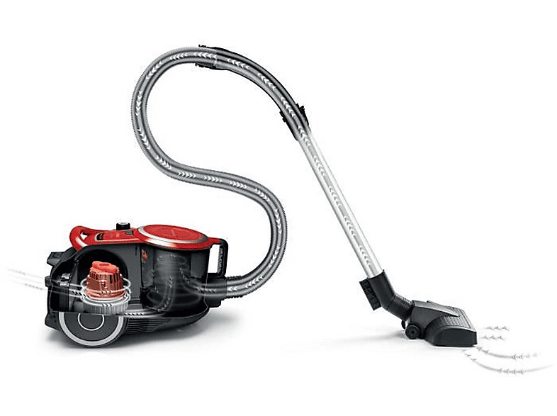 Aspirador sin bolsa - Bosch Serie 6 BGC41Q69, 600 W, Potencia de succión 600 W, Depósito 2,4 l, Rojo
