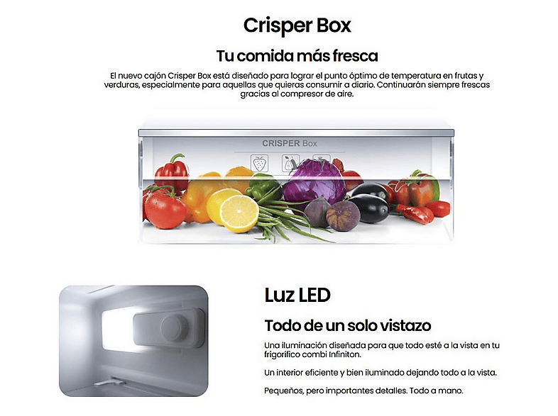 Frigorifico dos puertas - Infiniton FG-A145B, Ciclico, Altura 143 cm, Capacidad 200 l, Blanco