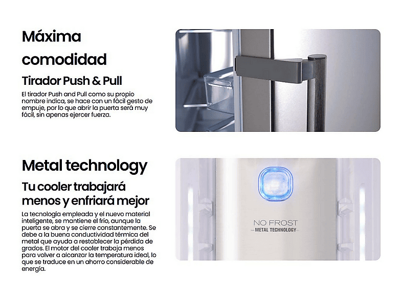 Frigorifico una puerta - Infiniton CL-A185B, No Frost, Altura 185 cm, Capacidad 375 l, Blanco