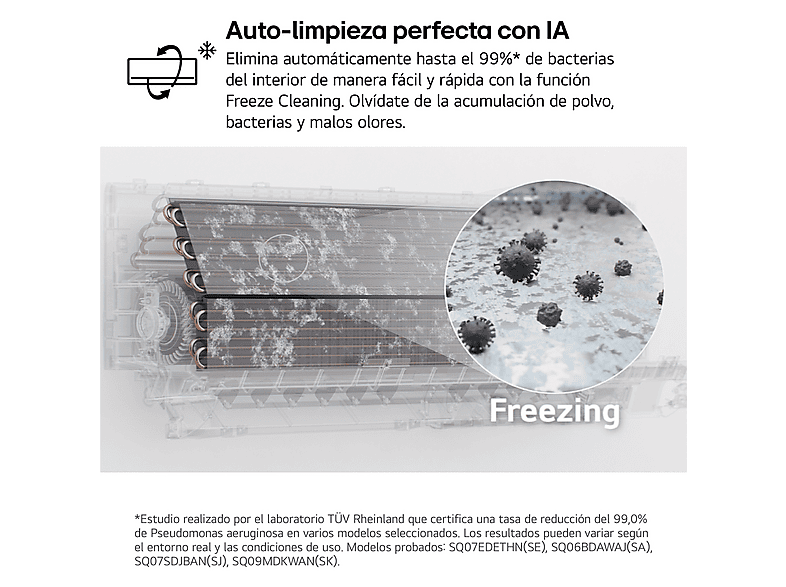 Aire acondicionado Split 1 x 1 - LG MAGNA09MX.SET, 2150 fg/h, Función Inverter, Blanco