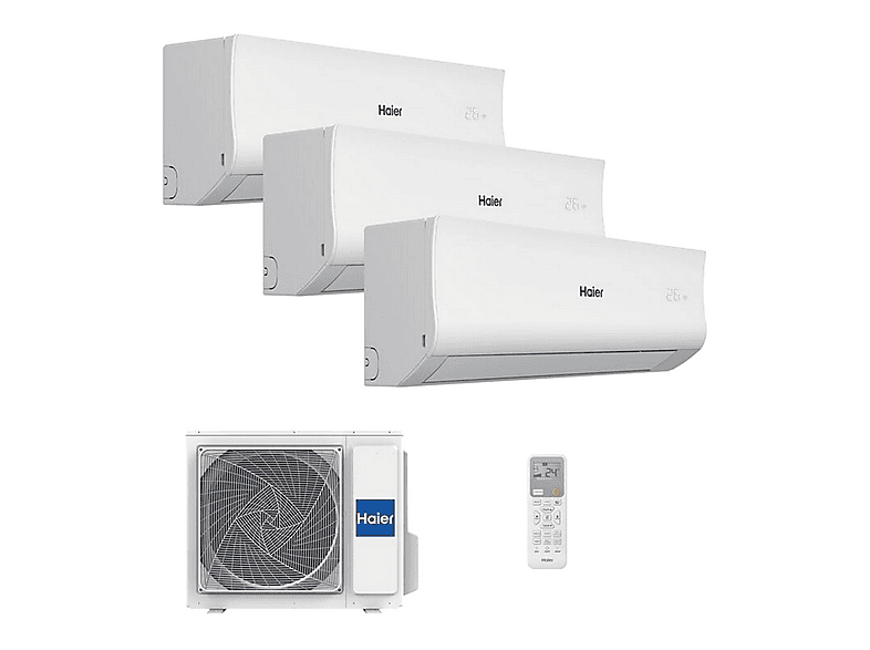 Aire acondicionado Split 3 x 1 - Haier A/A 3X1 HAIER TIDE R 2000F+2000F +3000 WIFI, 2752 fg/h, Función Inverter, Blanco