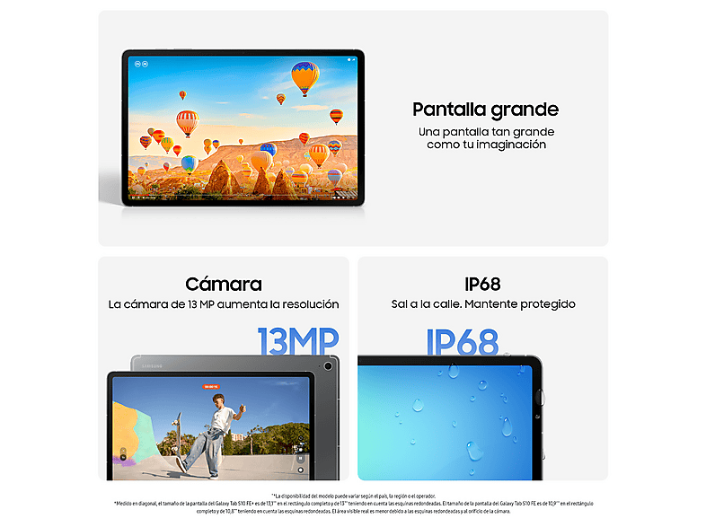 Tablet - Samsung GALAXY TAB S10 FE 10.9 WUXGA 12RAM/256GB/WIFI/SILV, Plata, 12 GB RAM, Exynos 1580, Tablet Android