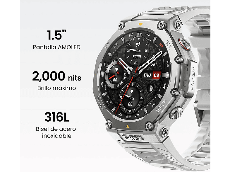Smartwatch - Amazfit T-REX 3 LAVA RED, 22 mm, Polímero, Acero inoxidable