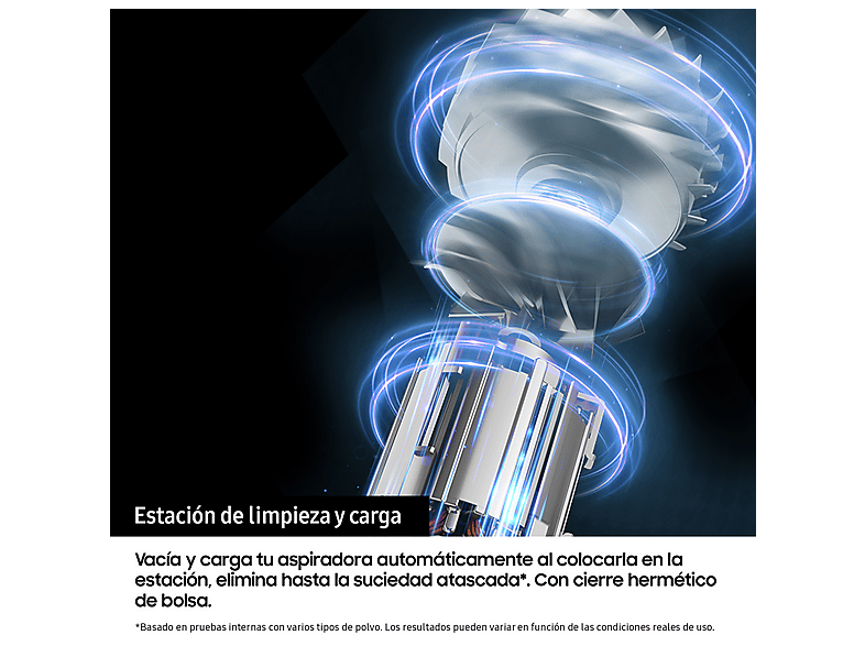 Aspirador escoba - Samsung VS90F40DEK/WA BESPOKE AI JET ULTRA, 400 W, Potencia de succión 400 AirWatt, Depósito 2,5 l, Autonomía 160 min, Negro