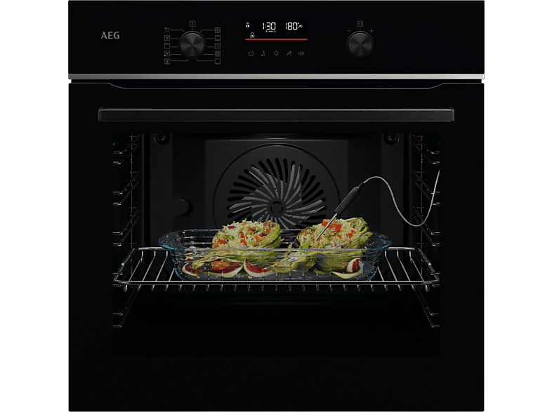Horno a vapor - AEG Serie 5000 V5PBA521AB, Integrable, Pirolítico, 71 l, 595 mm, Negro