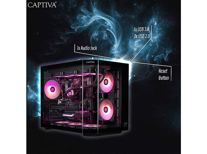 PC Gaming - Captiva PC Highend Gaming I89-799 (i7-14700F/RTX5070 Ti 16GB GDDR7/SSD 2TB/32GB/WLAN/Windows 11 Home 64-bit), Intel Core i7 14700F, Negro