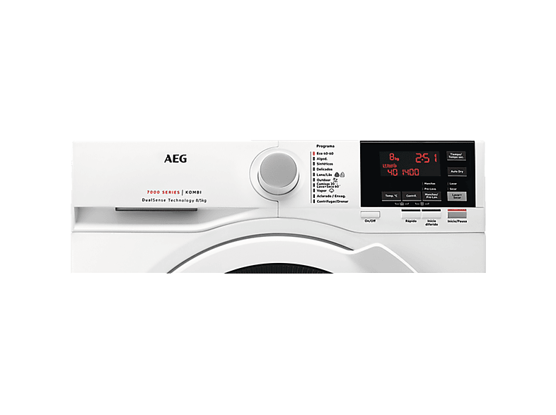Lavadora secadora - AEG L7WBG851, 8 kg + 5 kg, 1600 rpm, ProSense, Función Vapor, Blanco