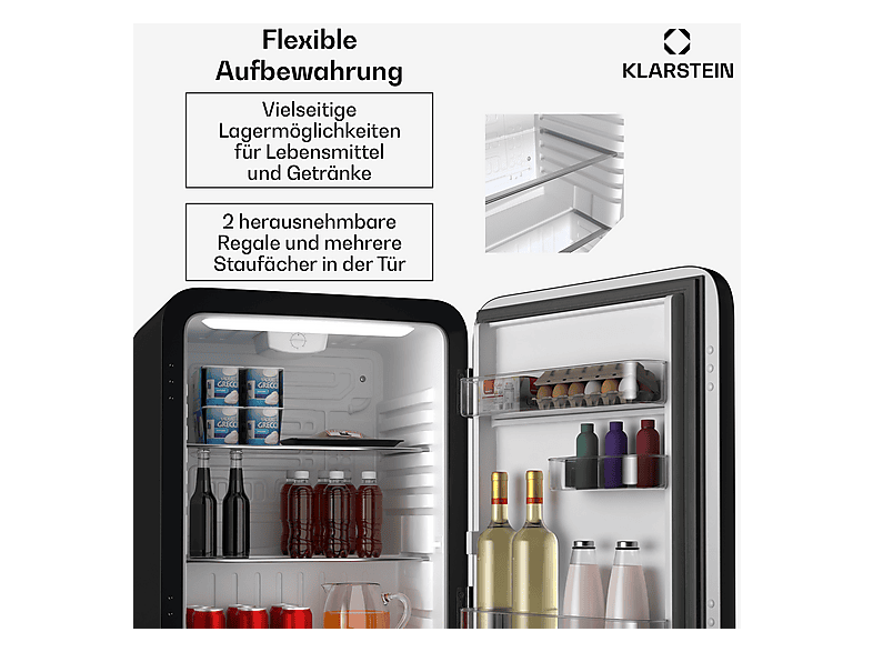 Nevera pequeña - Klarstein Audrey Evo Mini Fridge 68, Altura 67 cm, Negro