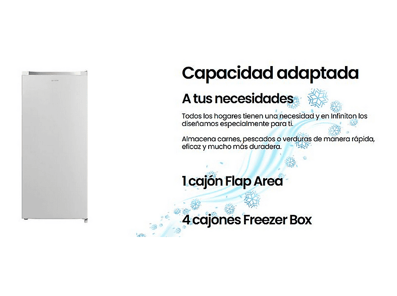 Congelador vertical - Infiniton CV-A125B, 140 l, 125,9 cm, Blanco