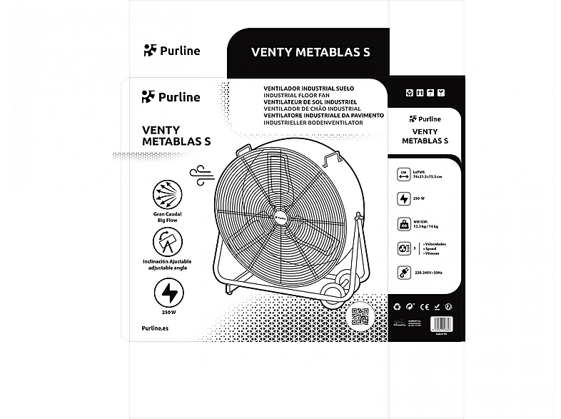 Ventilador de sobremesa - Purline VENTY METABLAST S, 280 W, 3 velocidades, Negro