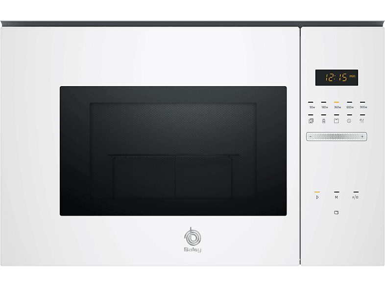 Microondas integrable - Balay 3CG5175B2, Serie cristal, 900 W, 5 niveles, 25 l, Limpieza Hidrolítica, Control deslizante, Blanco