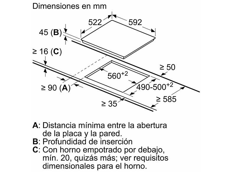 Placa vitrocerámica - Bosch PKK631BB8E, 3 zonas, 60 cm, Negro