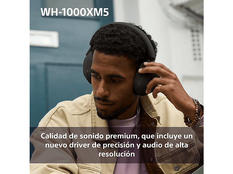 Auriculares inalámbricos - Sony WH-1000XM5S, Cancelación ruido (Noise Cancelling), 30h, Hi-Res, Carga Rápida, Con Asistente, Bluetooth, Diadema, Plata