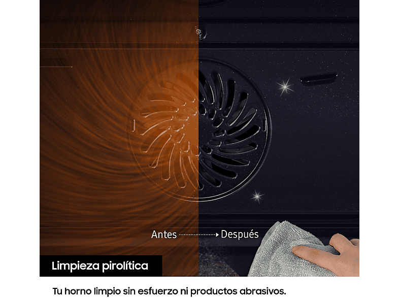 Horno - Samsung NV68A1170BS/EC, Multifunción, Pirolítico, 68l, Encastrable, 59.5 cm, Inox