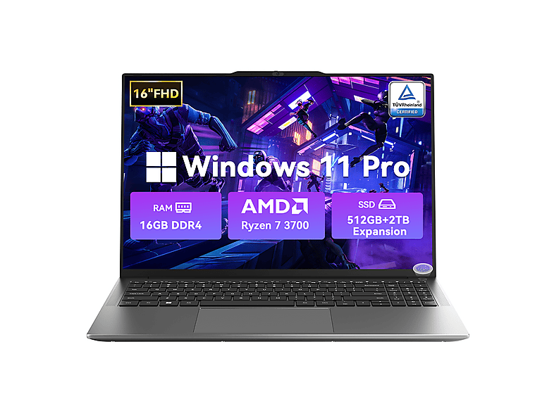 Portátil - Blackview AceBook 8 Pro, 16 " Full-HD, AMD Ryzen™ 7 3700U (Hasta 4.0 GHz, 4 núcleos/8 hilos), 16 GB RAM, 512 GB SSD, Radeon™ RX Vega 10