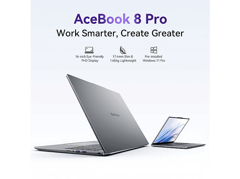 Portátil - Blackview AceBook 8 Pro, 16 " Full-HD, AMD Ryzen™ 7 3700U (Hasta 4.0 GHz, 4 núcleos/8 hilos), 16 GB RAM, 512 GB SSD, Radeon™ RX Vega 10