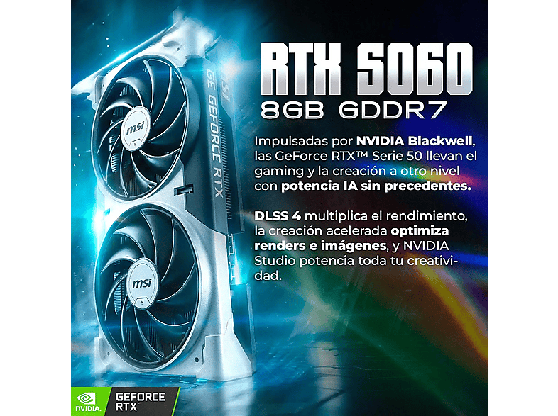 PC Gaming - PC Racing Atlas, AMD Ryzen™ 7 5800X, 16 GB RAM, 1 TB SSD, GeForce RTX™ 5060, Windows 11 Pro, Negro