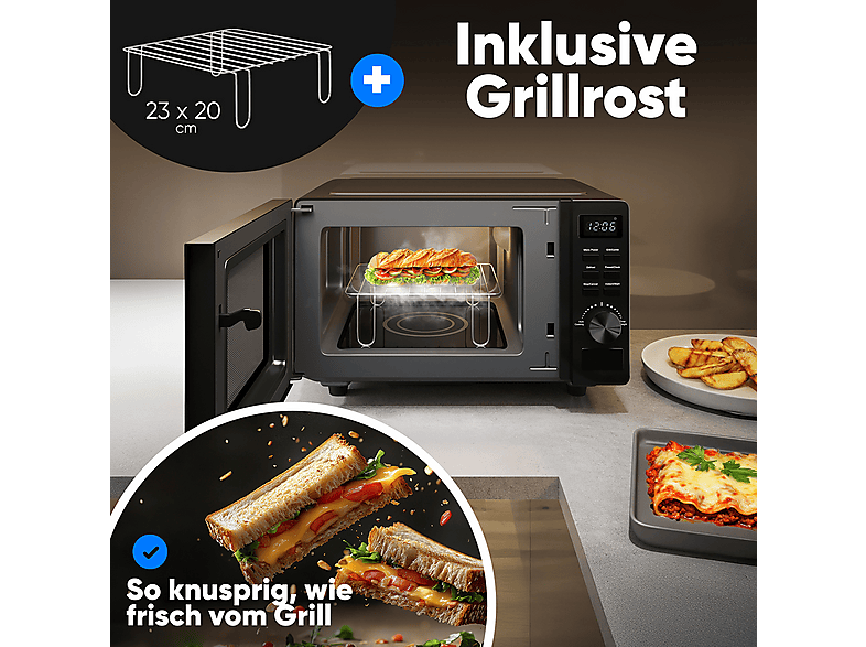 Microondas - Proficook PC-MWG 1278, 1150 W, 5 potencia, Negro