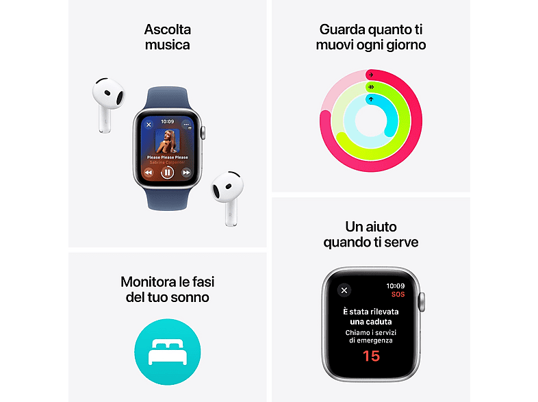 Smartwatch - Apple APPLE WATCH SE 44 MI AL MI SB ML GPS, 140 a 245 mm, Negro