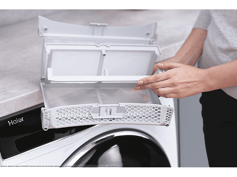 Secadora bomba de calor - Haier I-Pro Series 3 HD80-A2939, Eléctrico, 8 kg, 15 programas, Blanco