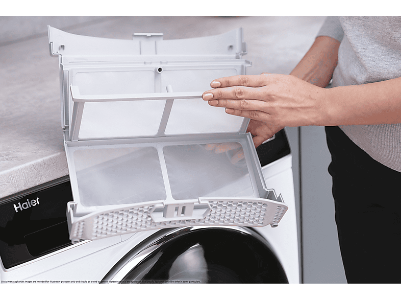 Secadora bomba de calor - Haier I-Pro Series 3 HD80-A2939, Eléctrico, 8 kg, 15 programas, Blanco