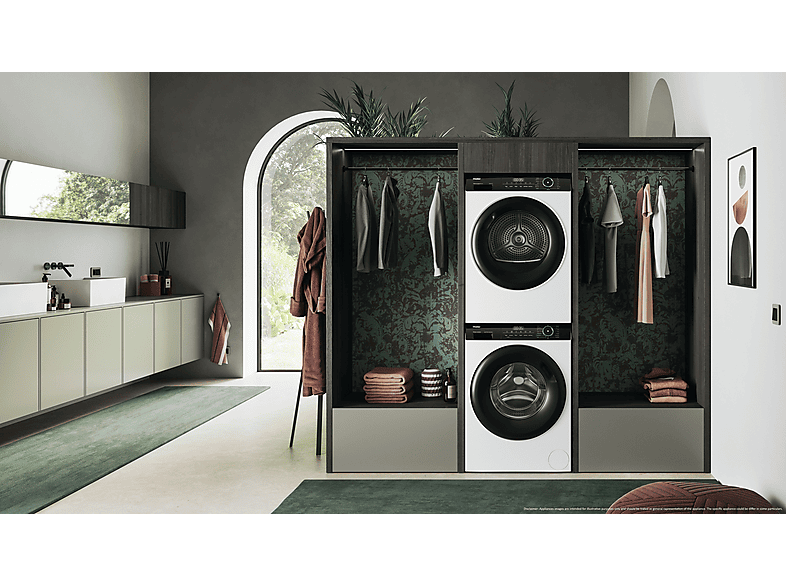 Secadora bomba de calor - Haier I-Pro Series 3 HD80-A2939, Eléctrico, 8 kg, 15 programas, Blanco