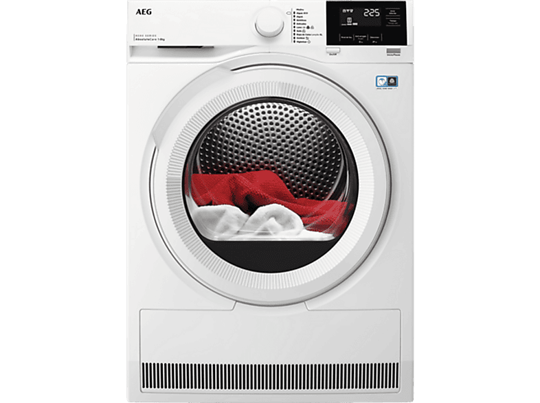 Secadora bomba de calor - AEG TR818A2OB, SensiDry, 8 kg, 10 programas, Blanco