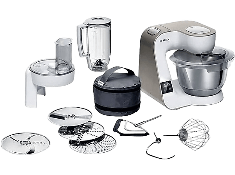 Robot de cocina - Bosch MUM5XW20, 1000 W, 7 potencias, 1.25 l, Blanco