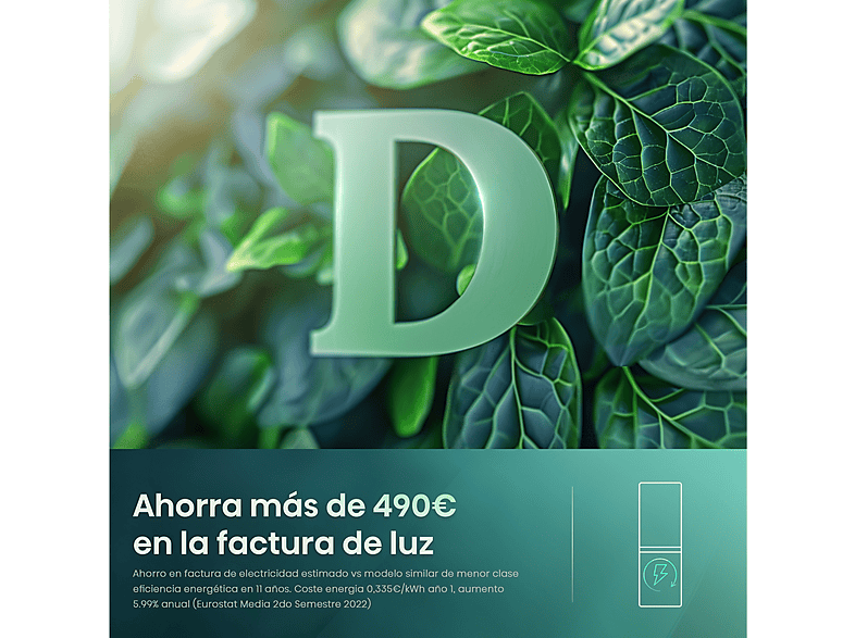 Frigorífico combi - Hisense RB440N4GWD, No Frost, 200.4 cm, 336 l, Multi Airflow, Cristal Blanco