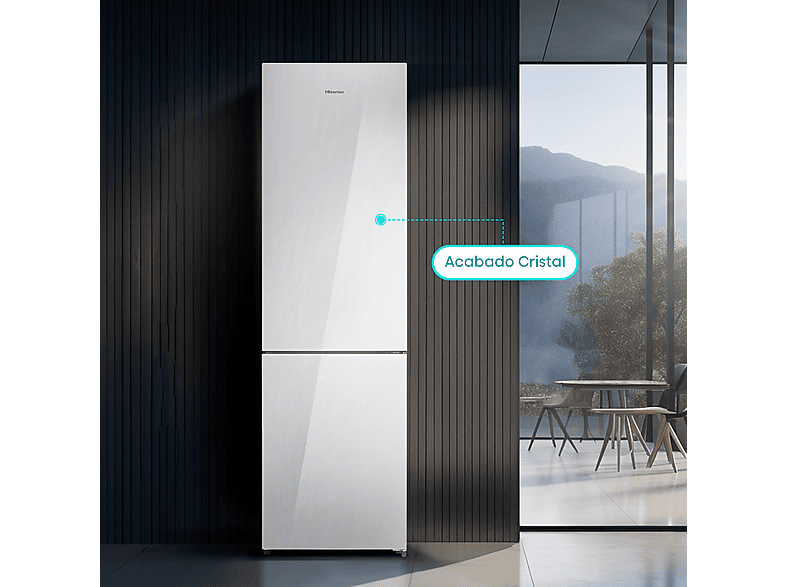 Frigorífico combi - Hisense RB440N4GWD, No Frost, 200.4 cm, 336 l, Multi Airflow, Cristal Blanco
