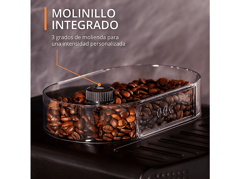 Cafetera superautomática - Krups Essential EA815E70, 1450 W, 15 bar, 1.7 L, 3 temp., Sistema Thermoblock, Molinillo integrado, 2 tazas, Plateado