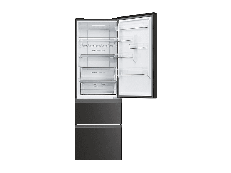 Frigorífico combi - Haier HTW5618DNPT, No Frost, Total No Frost, Altura 1850 mm, Capacidad 360 l, Negro