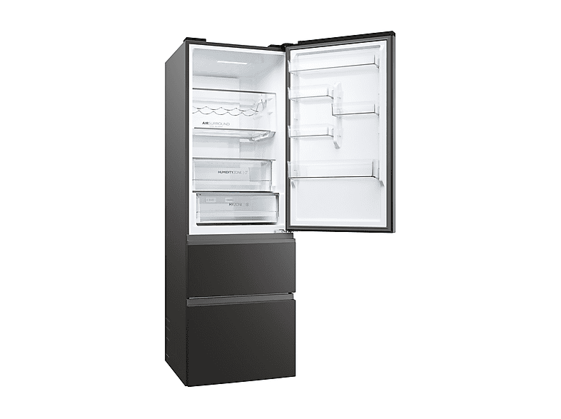Frigorífico combi - Haier HTW5618DNPT, No Frost, Total No Frost, Altura 1850 mm, Capacidad 360 l, Negro