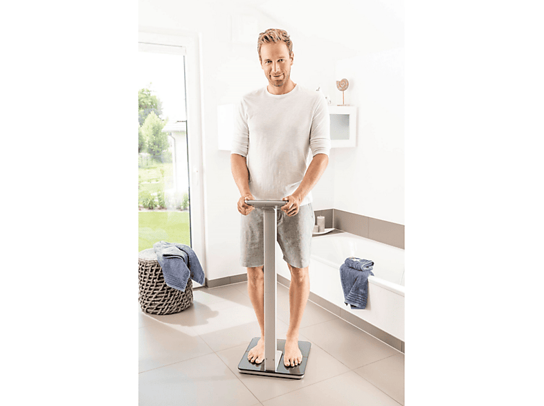 Báscula de baño - Beurer BF1000, 10 Memorias + Modo invitado, Hasta 200 kg, Apagado automático, 8 Electrodos, Gris