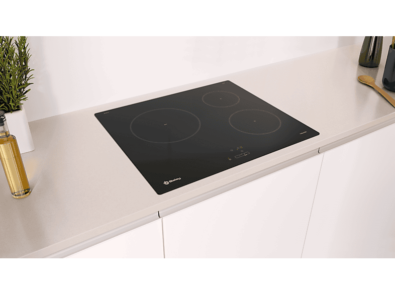 Placa inducción - Balay 3EB864EN, 3 zonas, Zona grande 24 cm, Función Sprint, Negro