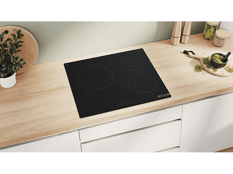 Placa inducción - Bosch PUC611BB5E, 3 zonas, Negro