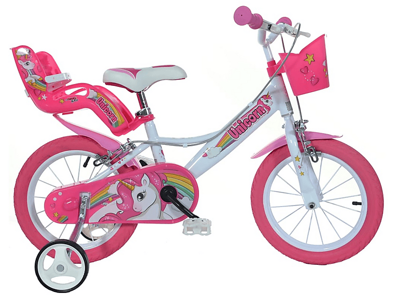 Bicicletas para niños - Dino Bikes 144R-UN, Acero, Rosa, Blanco