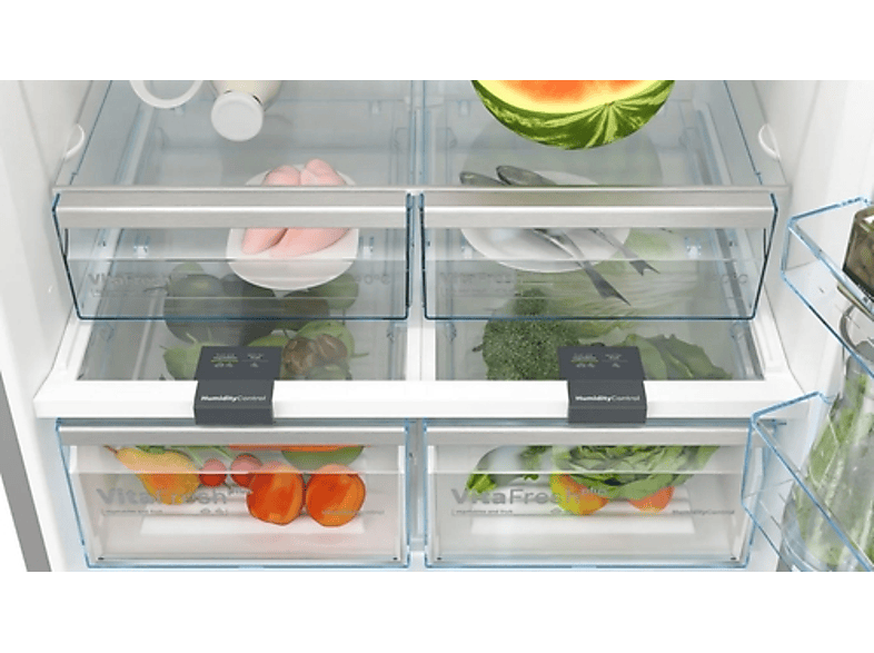 Frigorífico combi - Bosch KGN86VIEA, No Frost, 186 cm, 631 l, Capacidad XXL, Iluminación LED, Inox