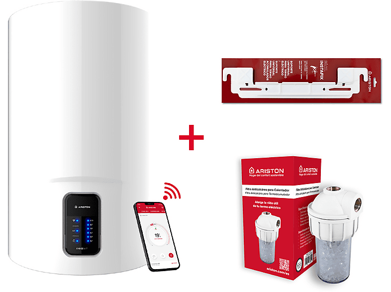 Termo Eléctrico - Ariston LYDOS WIFI 50 V 1,5K EU + INSTA + POLIF, 50 l, Blanco