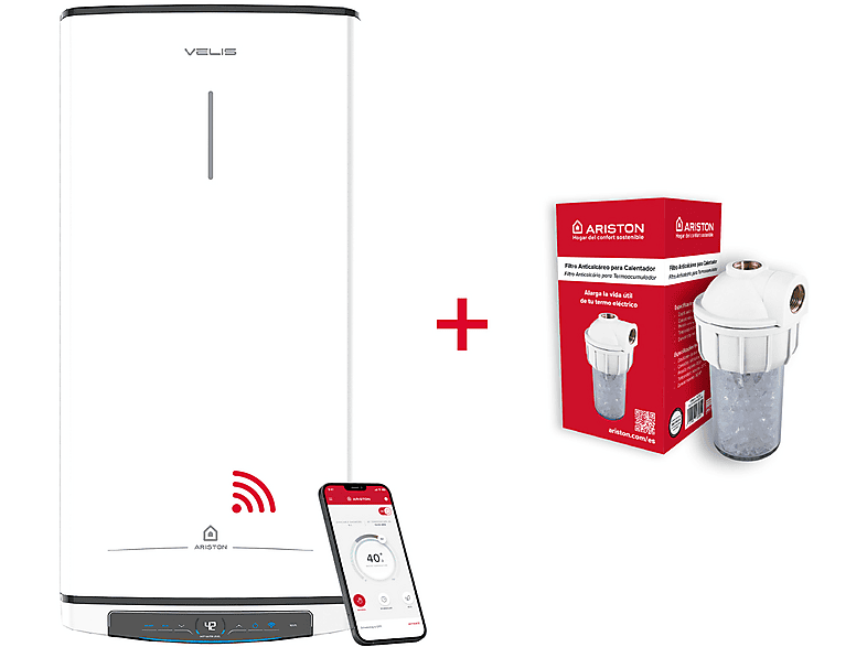 Termo Eléctrico - Ariston VELIS PRO WIFI 50 ES EU + KIT POLIF, 50 l, Blanco